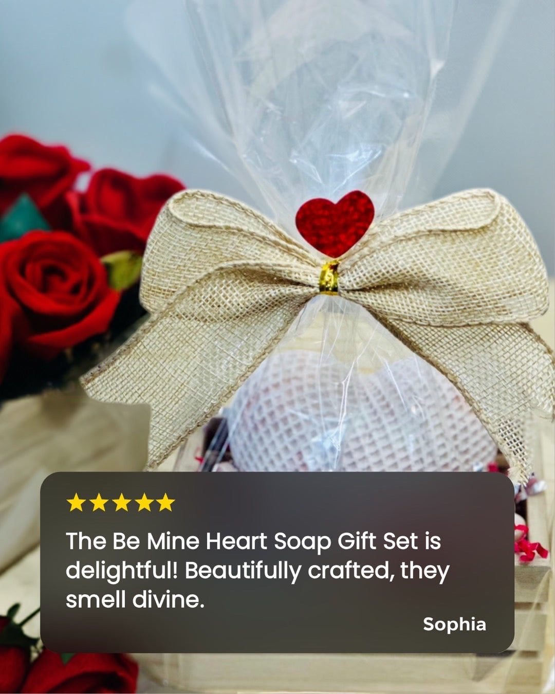 Natural artisan soap collection in heart shapes for gifting