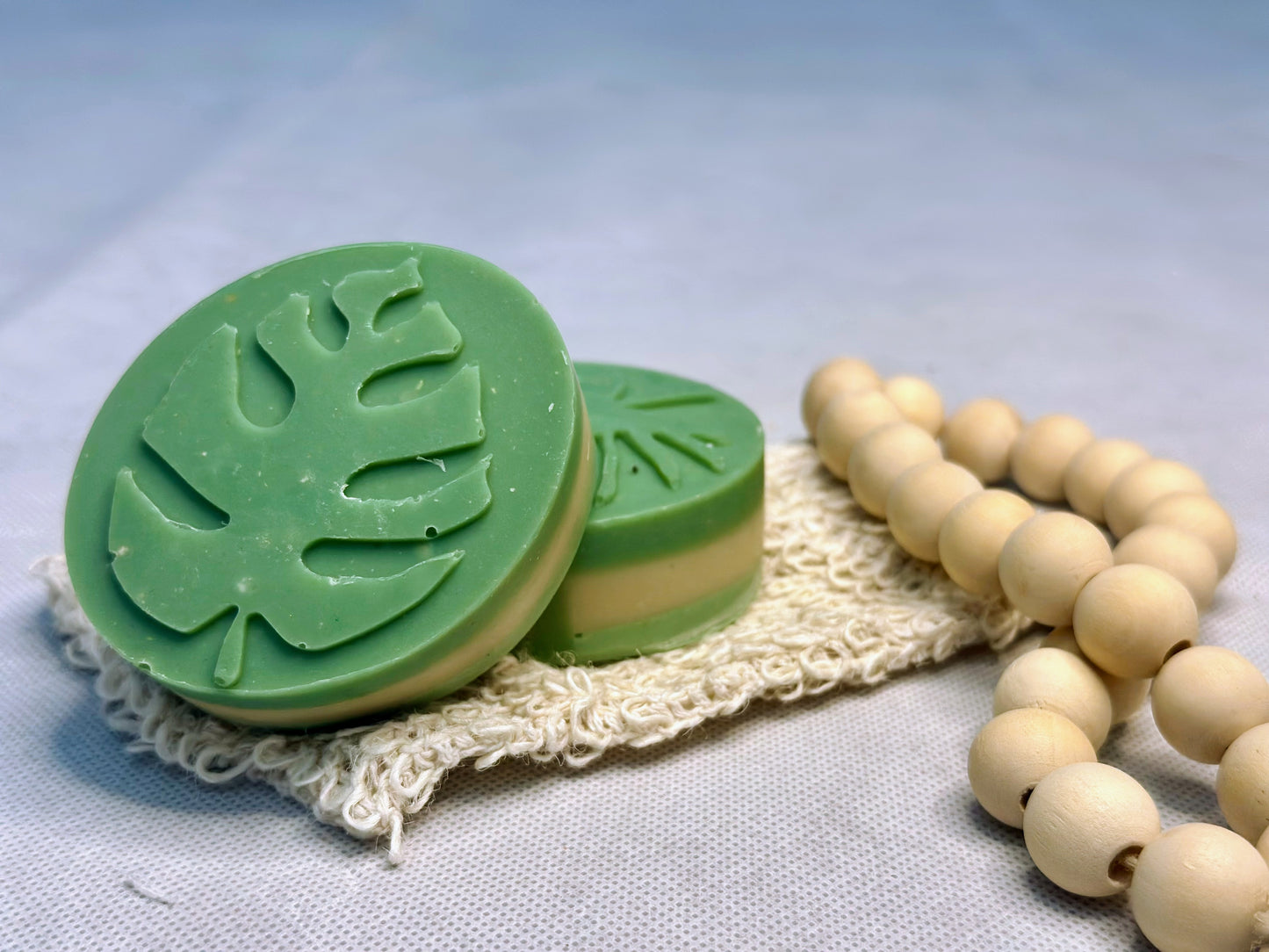 Artisan soap bar made with aloe vera, green clay, and natural oils