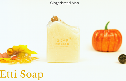 Festive artisan soap with natural exfoliation and warm earthy scent, handcrafted holiday gift by Etti Soap.