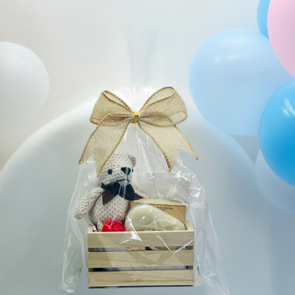 Newborn Baby Gift Set β Handmade & Unscented | Gentle Castile Soap & Soft Teddy Bear π