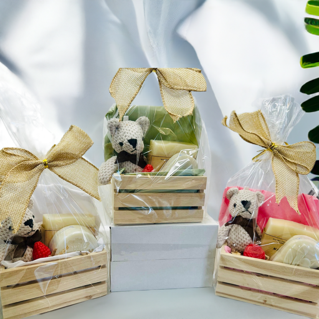 Newborn Baby Gift Set β Handmade & Unscented | Gentle Castile Soap & Soft Teddy Bear π