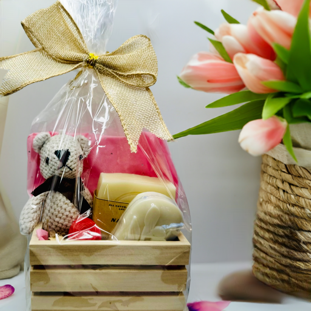 Newborn Baby Gift Set β Handmade & Unscented | Gentle Castile Soap & Soft Teddy Bear π