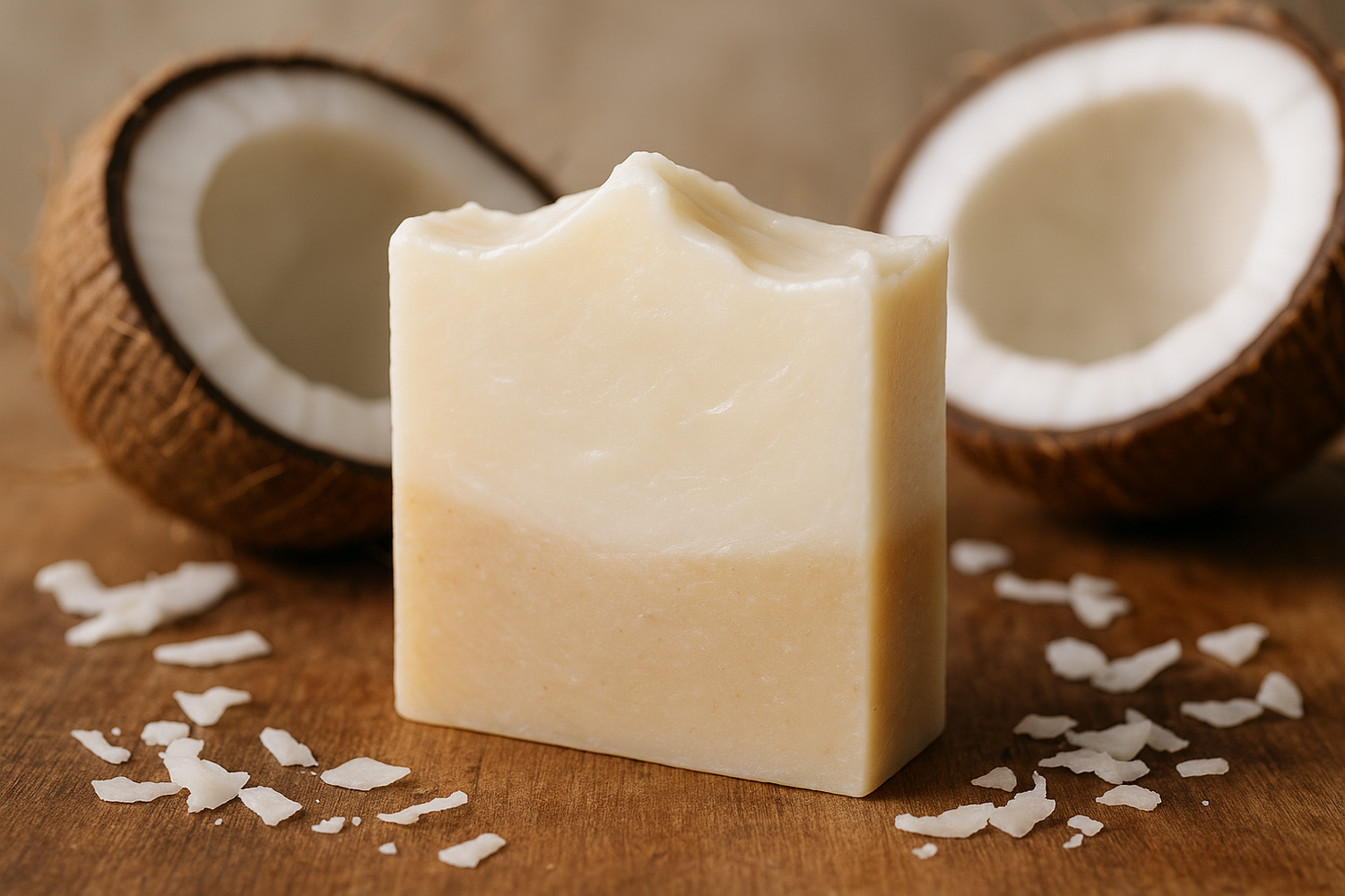Handmade coconut milk soaps with creamy lather and artisan design