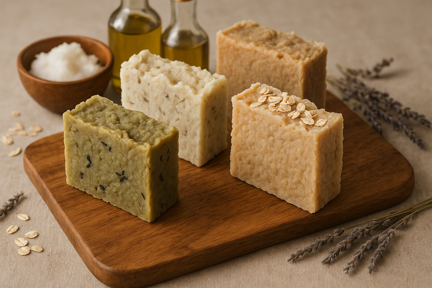 Rustic hot process soap bars handmade with natural oils