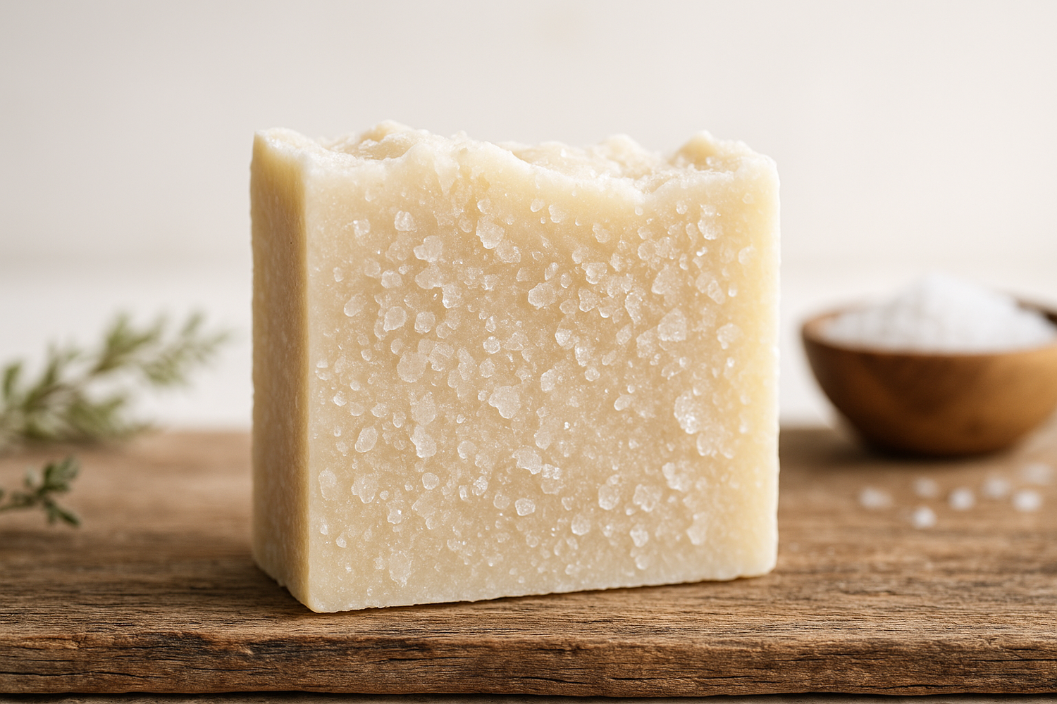 Natural artisan salt soaps with mineral-rich exfoliating lather