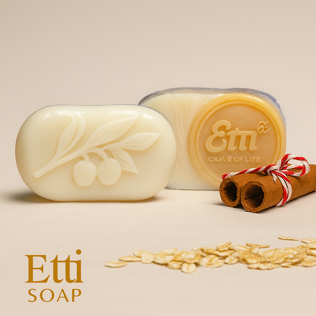 Classic olive oil Castile soap bar with creamy lather and natural golden variation, artisan-made by Etti Soap.
