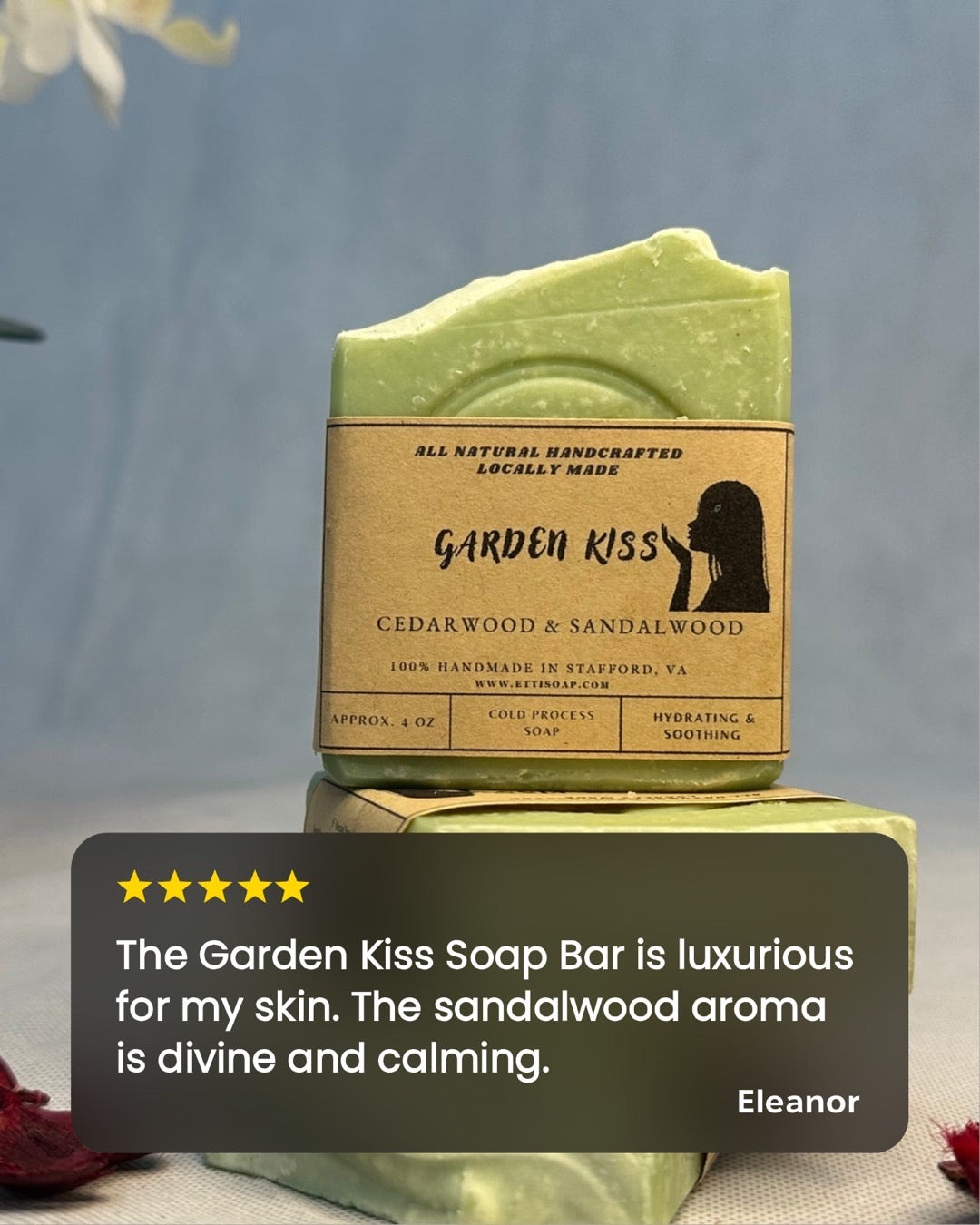 Garden Kiss Soap Bar | Handmade Cedarwood & Sandalwood Natural Soap