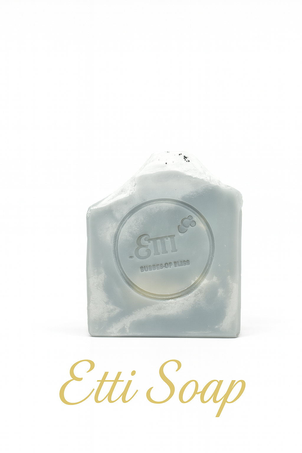 Etti Soap bar in clear packaging on a white background