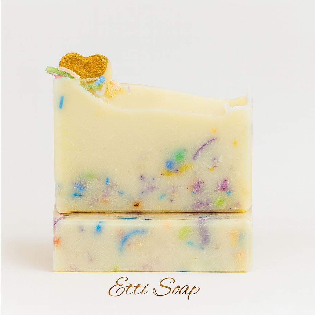 Etti Soap Fairytale Party Soap with colorful confetti design and shea butter base