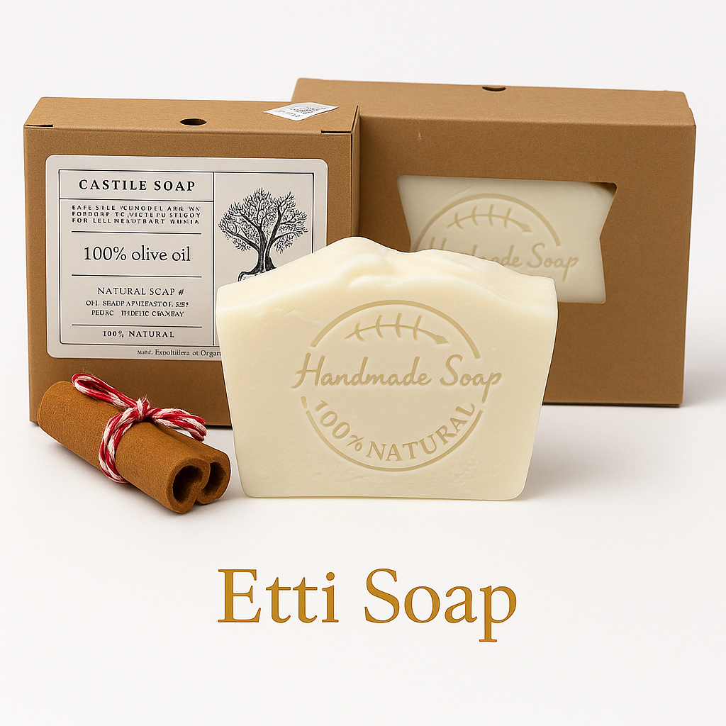 Real Castile Bar Soap handmade with 100% olive oil, traditional unscented formula by Etti Soap.
