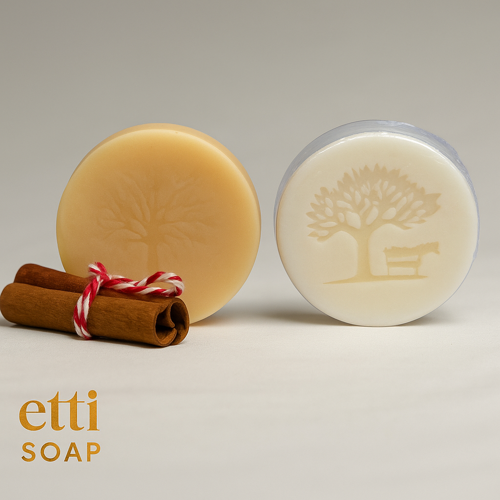 Classic olive oil Castile soap bar with creamy lather and natural golden variation, artisan-made by Etti Soap.