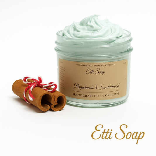 Thick Winter Skin Body Butter in eco-friendly tin, handmade with mango and shea butter by Etti Soap.
