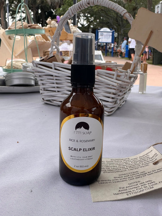 Rice - Rosemary Scalp Elixir Spray | Leave-In Hair - Scalp Care | Botanical Growth Mist 2oz