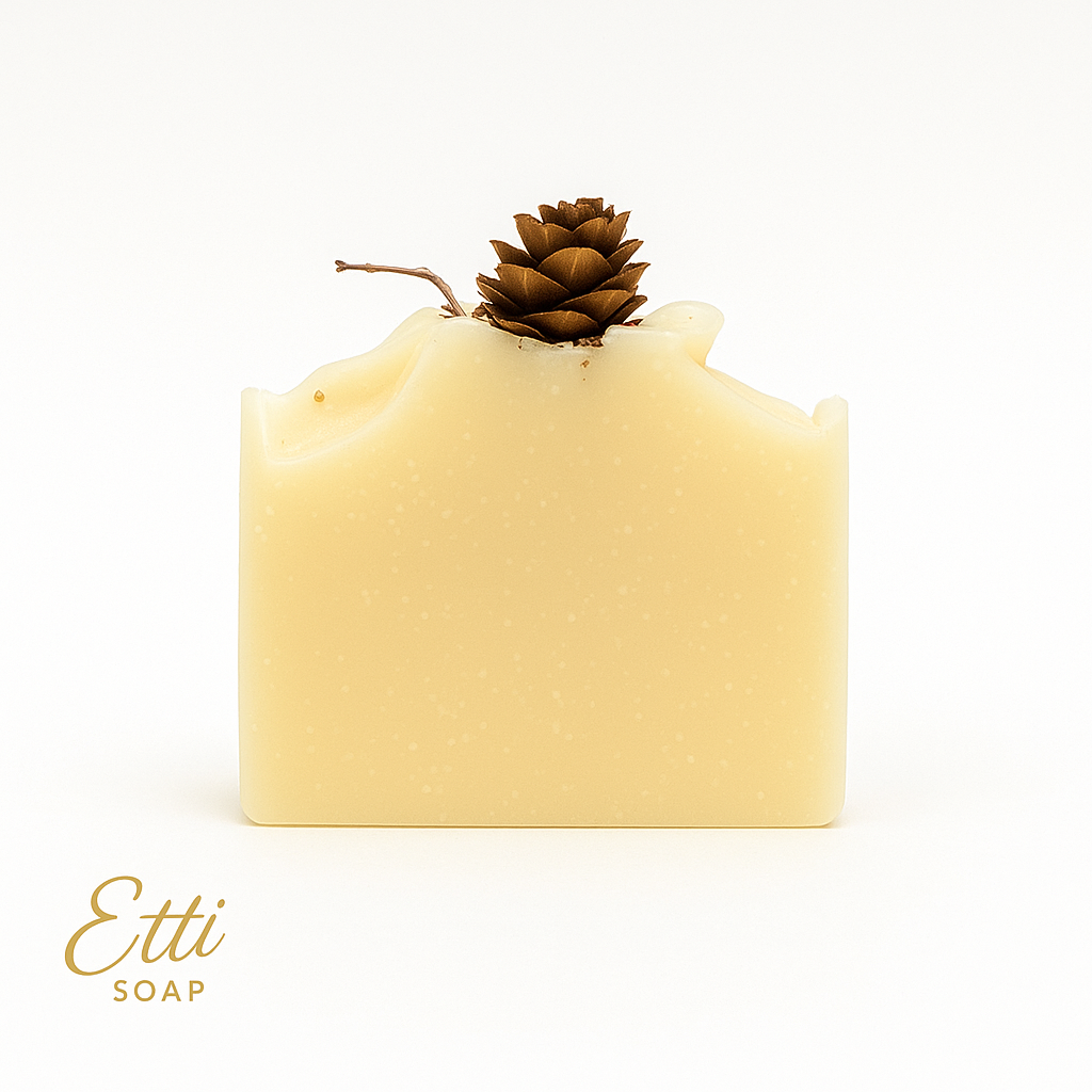Eco-friendly cold process artisan soap inspired by pine forests, perfect seasonal gift from Etti Soap.