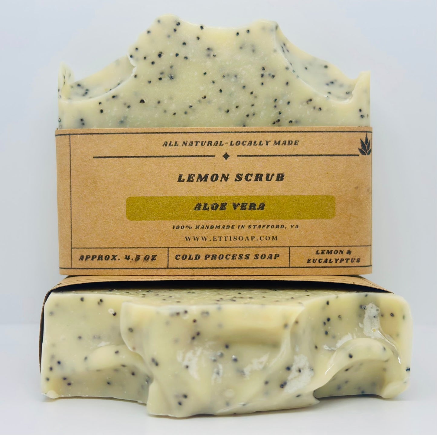 Lemon Scrub Aloe Vera Soap | Handmade Natural Soap with Poppy Seeds