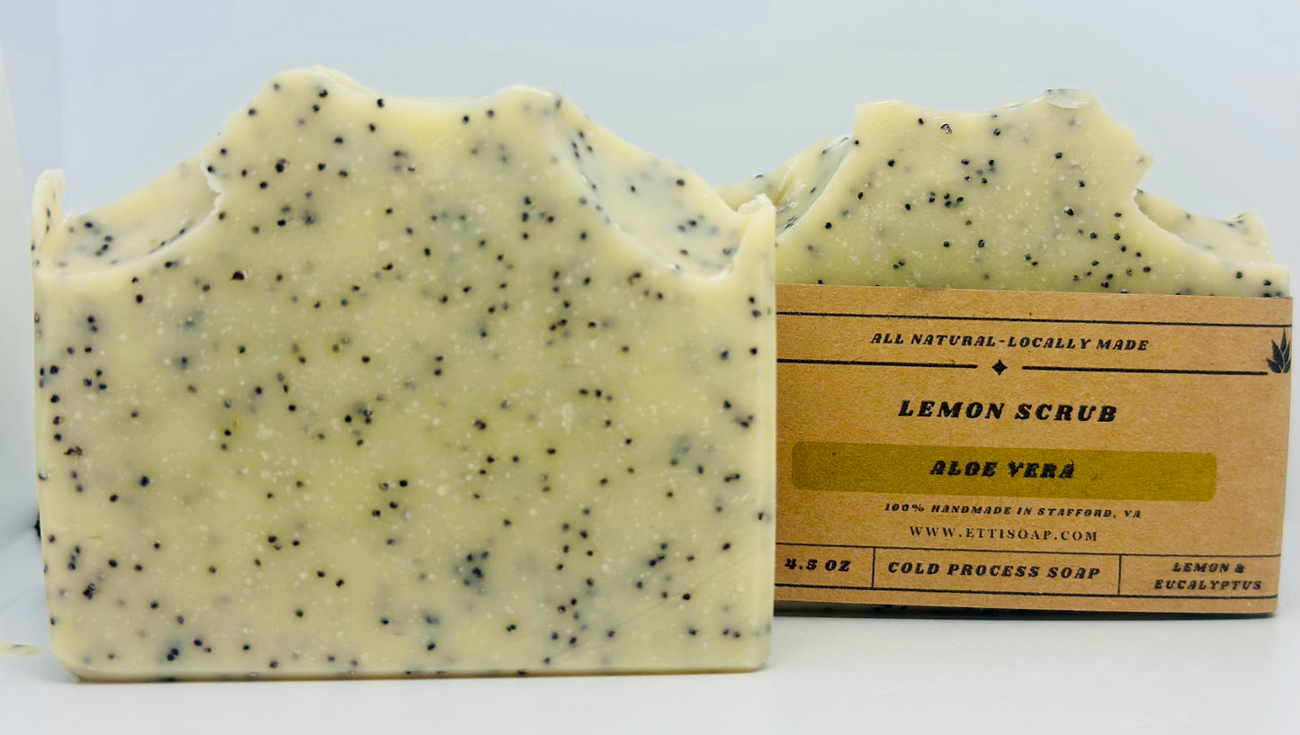 Lemon Scrub Aloe Vera Soap | Handmade Natural Soap with Poppy Seeds