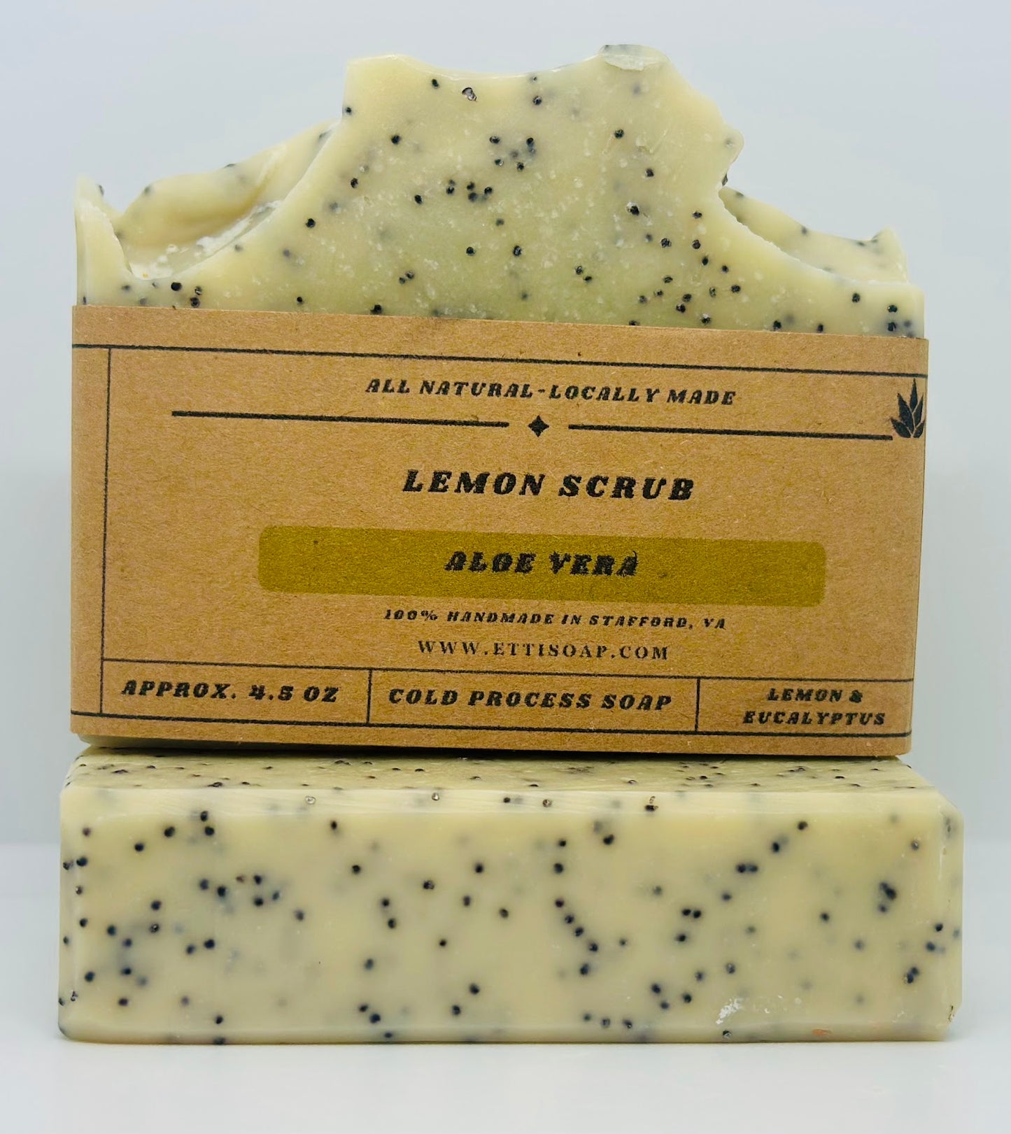 Lemon Scrub Aloe Vera Soap | Handmade Natural Soap with Poppy Seeds