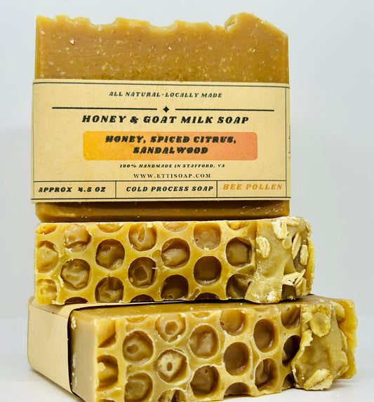 Honey & Goat Milk Soap |Bee Pollen  | Naturally Nourishing Cleanse