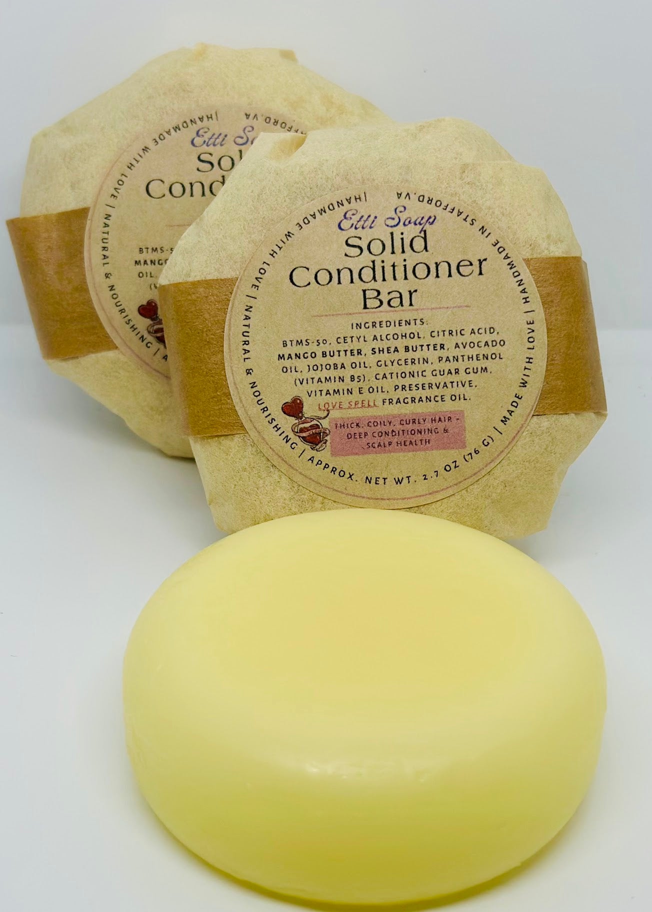 Solid Conditioner Bar -Love Spell– Deep Nourishment for Thick, Coily & Curly Hair | Dry Scalp Relief