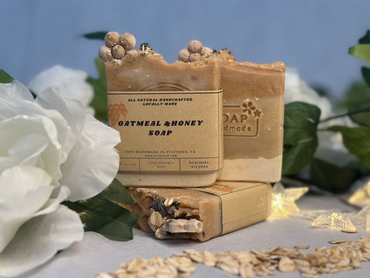 Oatmeal & Honey Soap | Rosemary & Beeswax | Natural Soap |Artisan Bar