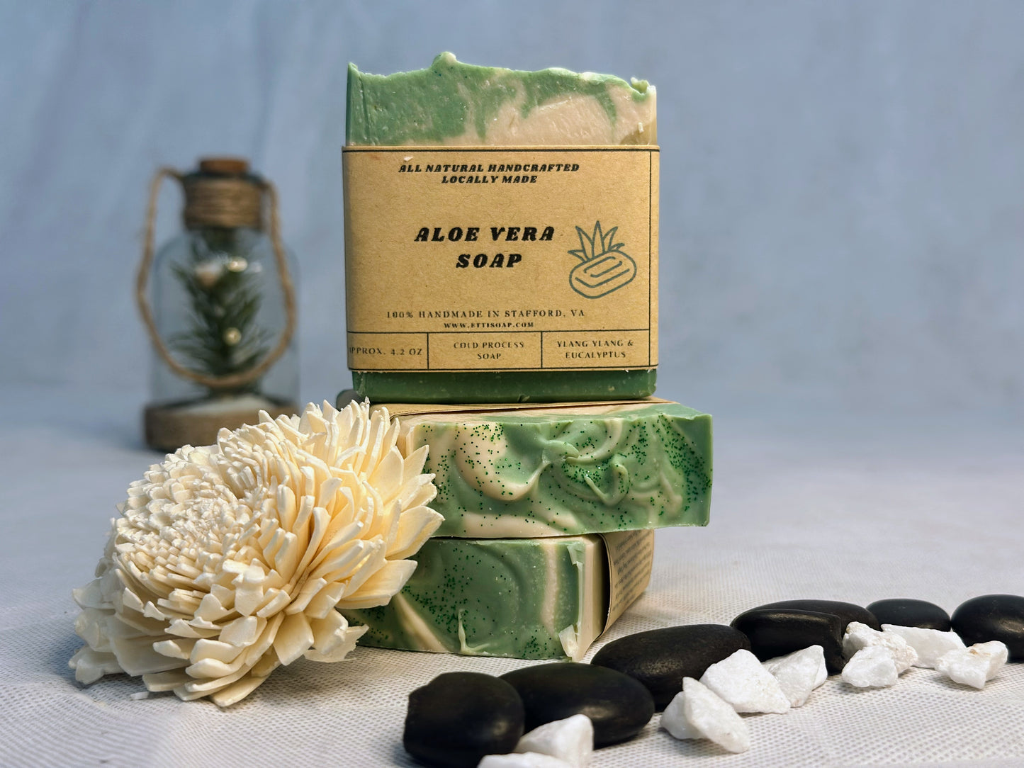 Aloe Vera Soap-Single Bar | Handmade Ylang-Ylang & Eucalyptus Natural Soap