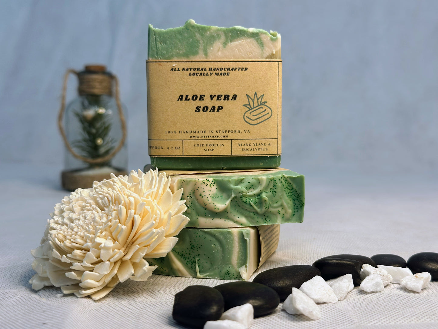 Aloe Vera Soap-Single Bar | Handmade Ylang-Ylang & Eucalyptus Natural Soap