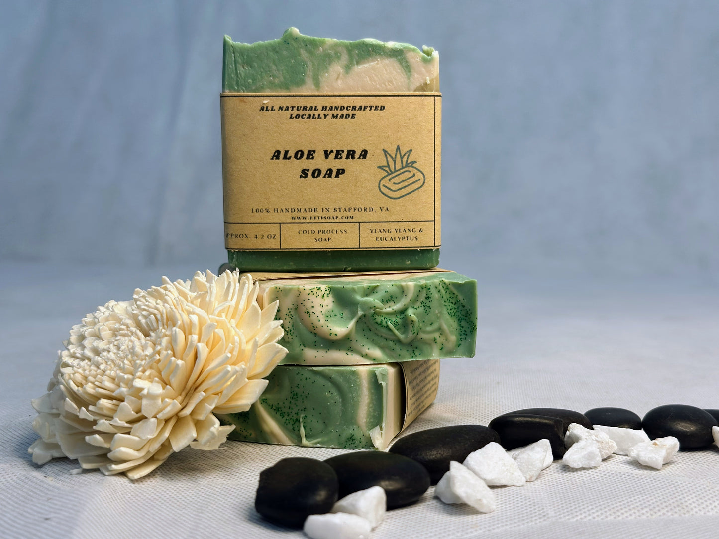 Aloe Vera Soap-Single Bar | Handmade Ylang-Ylang & Eucalyptus Natural Soap