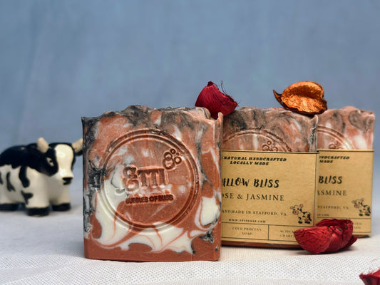 Tallow Bliss Soap | Handmade Natural Soap with Rose, Jasmine & Charcoal