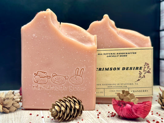 Crimson Desire Soap Bar | Handmade Cranberry Clay Soap with Natural Oils