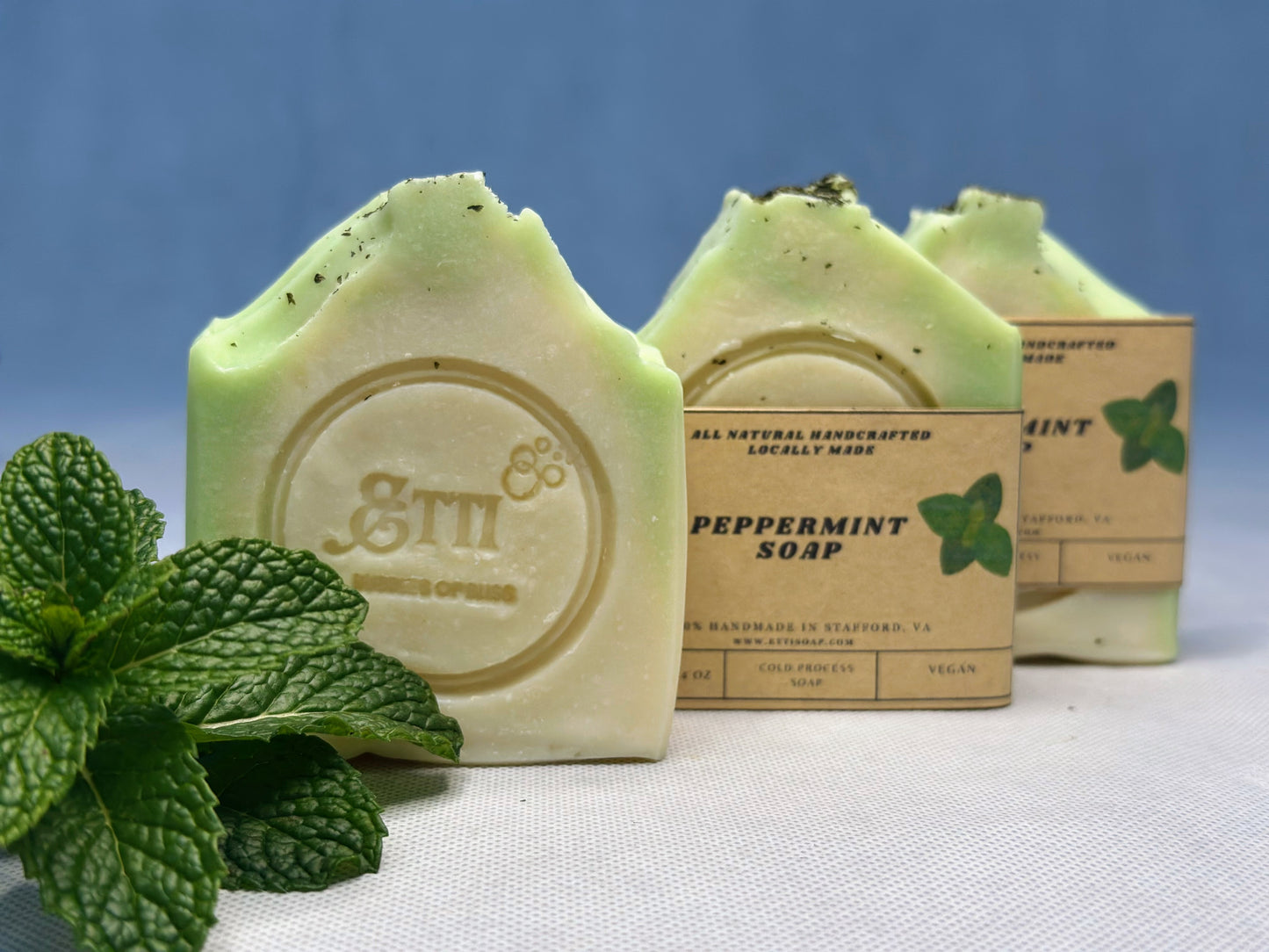 Peppermint Cocoa Butter Soap Bar | Handmade Natural Soap with Refreshing Mint Scent