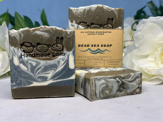 Dead Sea Shea Butter Soap Bar | Handmade Mineral-Rich Soap with Lemongrass & Ginger