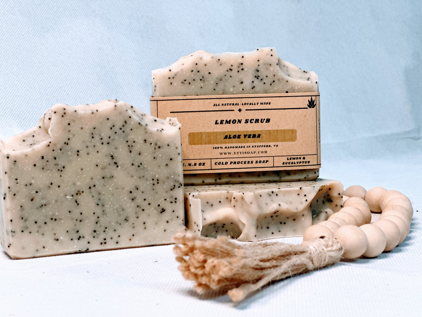 Lemon Scrub Aloe Vera Soap | Handmade Natural Soap with Poppy Seeds