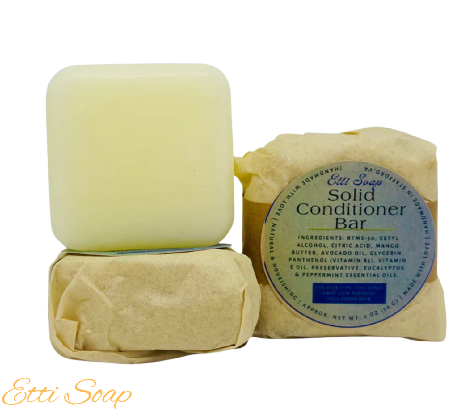 Etti Soap Solid Conditioner Bar – eucalyptus and peppermint formula for fine and oily hair