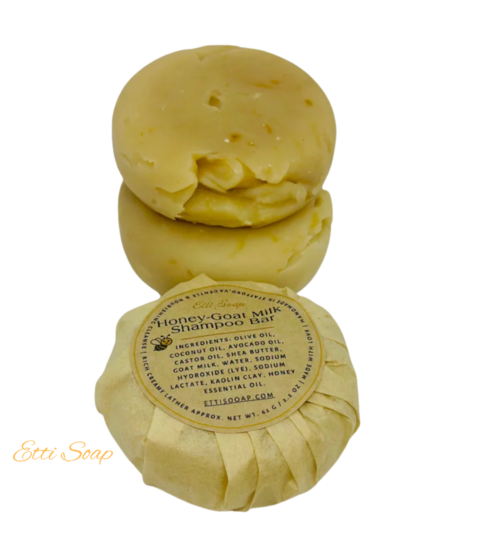 Etti Soap Honey and Goat Milk Shampoo Bar with creamy lather and eco-friendly design