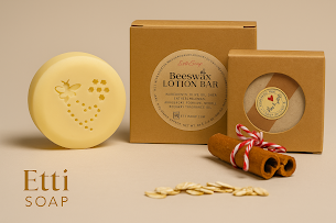 Handcrafted Solid Lotion Bar with Shea Butter, Beeswax, and Olive Oil – Plastic-Free Skincare