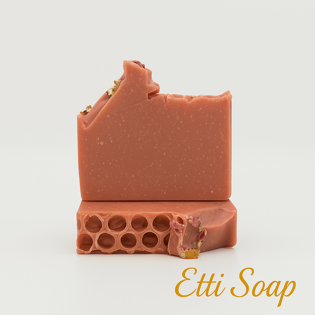 Handcrafted fruity goat milk soap with strawberry-inspired aroma – artisan bar from Etti Soap, eco-friendly and gentle